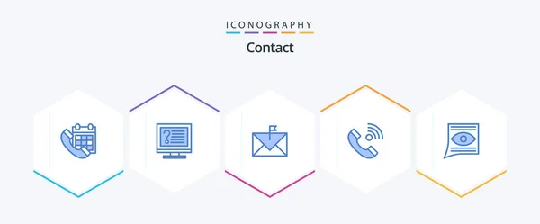 Contact Blue Icon Pack Including Contact Call Info Flagged Email — Vettoriale Stock