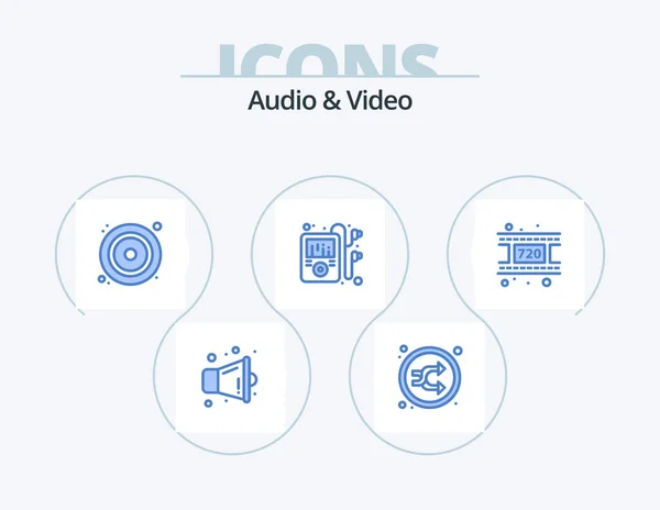 Audio Video Blue Icon Pack Icon Design Video Movie Player — Vettoriale Stock