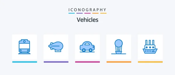 Vehicles Blue Icon Pack Including Air Vessel Steamboat Creative Icons — Stock vektor