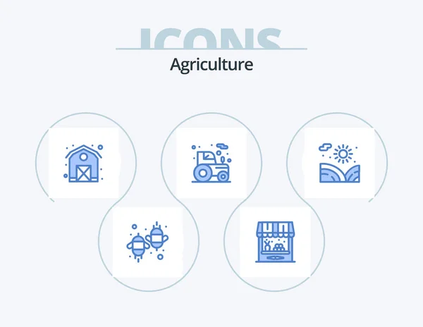 Agriculture Blue Icon Pack Icon Design Garden Tractor Ship Farm — Stockvector