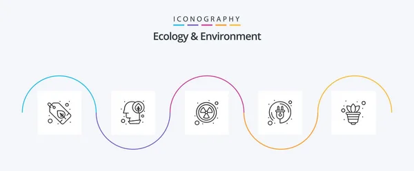 Ecology Environment Line Icon Pack Including Growing Plug Nuclear Green — Stockvektor