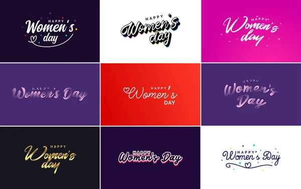 International Women Day Vector Hand Written Typography Background Bold Vibrant — Stockvektor