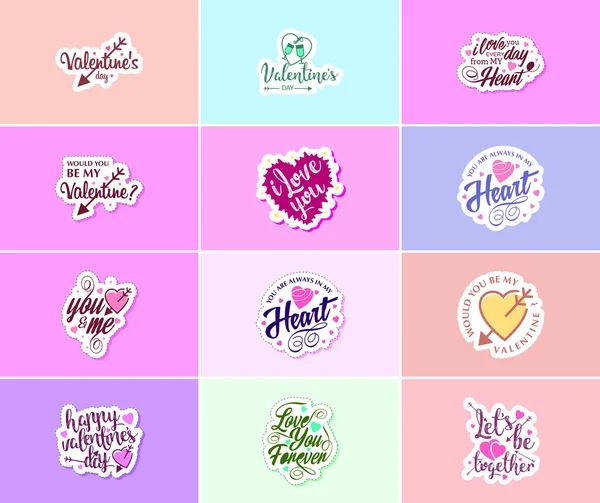 Love Details Valentine Day Typography Stickers — Vector de stock