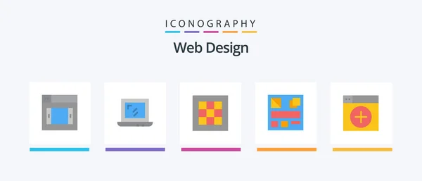 Web Design Flat Icon Pack Including Graphics Window Drawing Add — Stok Vektör