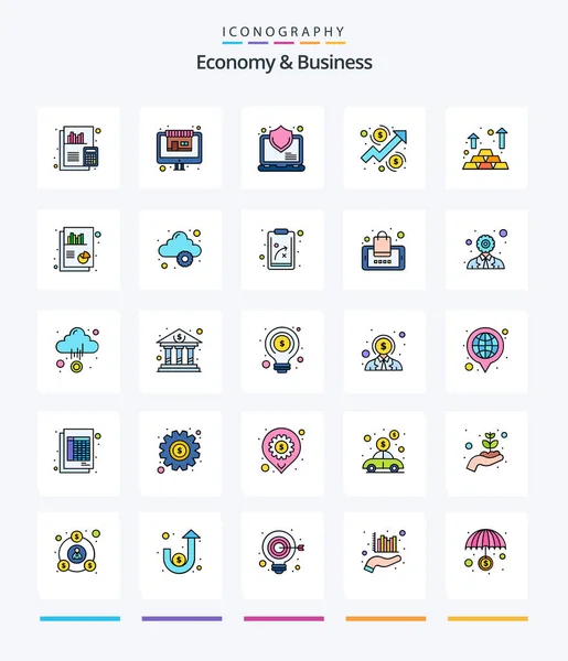 Creative Economy Business Line Filled Icon Pack Gold Money Computer — Stockový vektor