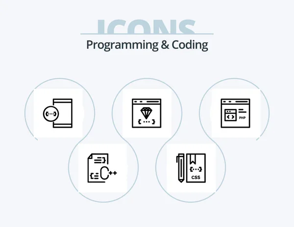 Programming Coding Line Icon Pack Icon Design Develop App Develop — Wektor stockowy