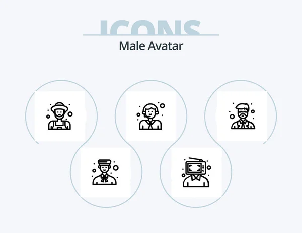 Male Avatar Line Icon Pack Icon Design Wall Man Painter — Archivo Imágenes Vectoriales