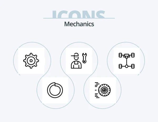 Mechanics Line Icon Pack Icon Design Gear — Stock Vector