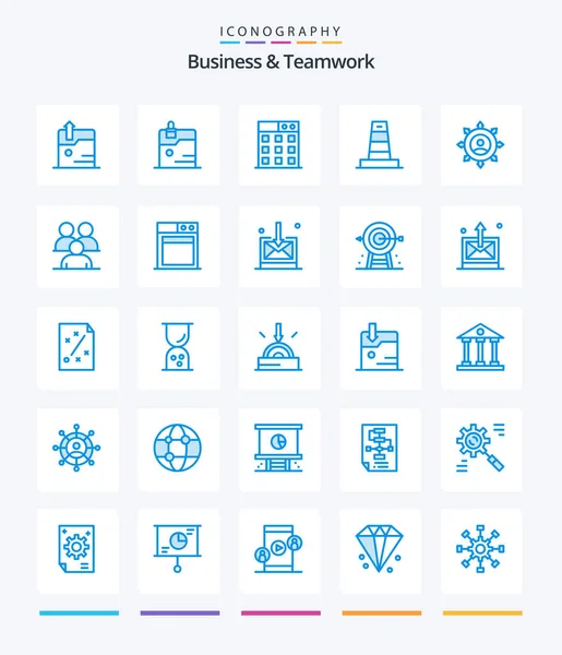 Creative Business Teamwork Blue Icon Pack Technology Construction — Stok Vektör