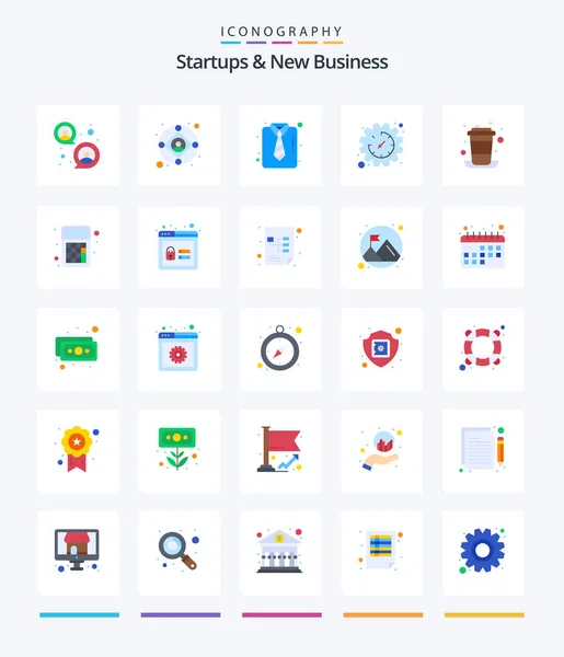 Creative Startups New Business Flat Icon Pack Coffee Management Business — Stockvector