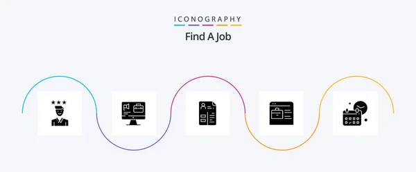 Find Job Glyph Icon Pack Including Calendar Job Website Job — стоковый вектор