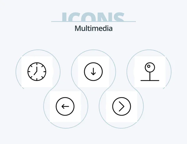 Multimedia Line Icon Pack Icon Design Multimedia Mail Next Inbox — Image vectorielle