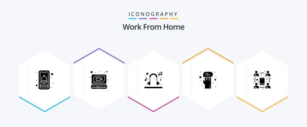 Work Home Glyph Icon Pack Including Communication Chat Relax Hand — Vetor de Stock