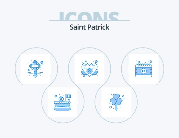Saint Patrick Blue Icon Pack Icon Design Calendar Heart Saint — стоковый вектор