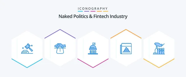 Naked Politics Fintech Industry Blue Icon Pack Including News Hoax — Stock Vector