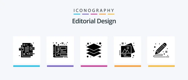 Editorial Design Glyph Icon Pack Including Document Color Design Art — Vector de stock