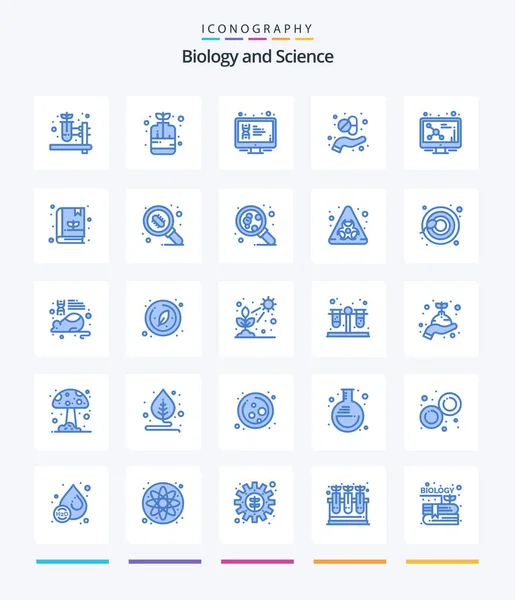 Creative Biology Blue Icon Pack Dna Medicine Dna Herb Alternative — стоковый вектор