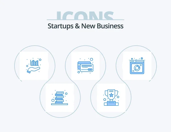 Startups New Business Blue Icon Pack Icon Design Report Payment — Stock Vector