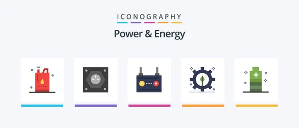Power Energy Flat Icon Pack Including Power Development Power Energy — Stock Vector