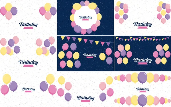 Vector Illustration Ahappy Birthday Celebration Background Balloons Banner Confetti Greeting — Stock vektor