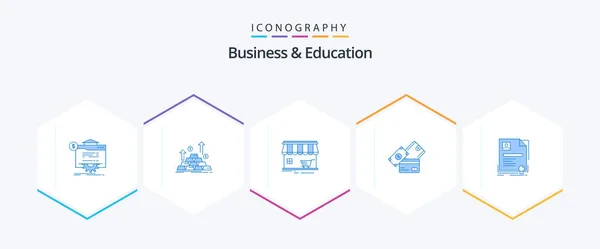 Business Education Blue Icon Pack Including Currency Credit Card Money — стоковый вектор