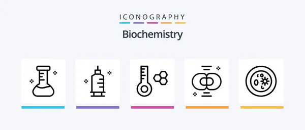 Biochemistry Line Icon Pack Including Laboratory Cell Fire Biology Torch — Vettoriale Stock