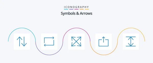 Symbols Arrows Blue Icon Pack Including Zoom Arrows — Stok Vektör