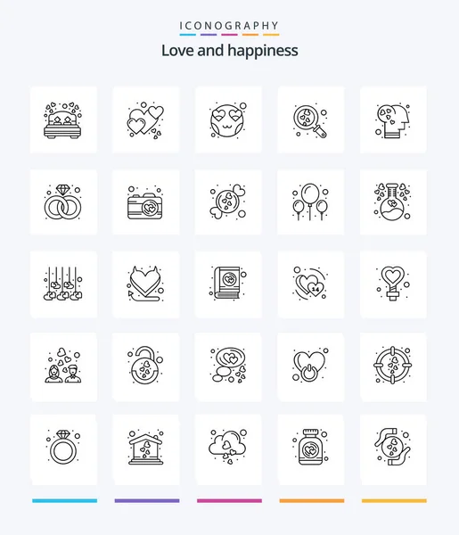Creative Love Outline Icon Pack Emotion Wedding Emoticon Search Heart — Stok Vektör