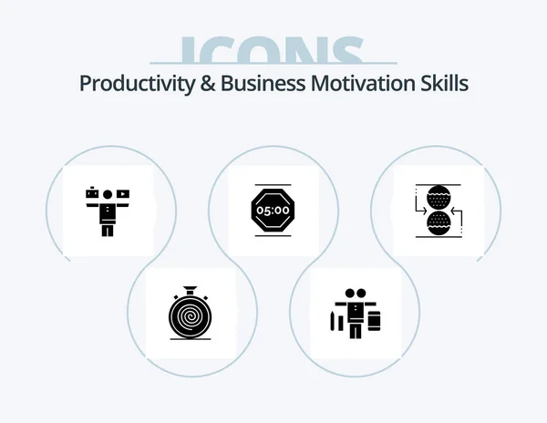 Productivity Business Motivation Skills Glyph Icon Pack Icon Design Sandclock — Vector de stock