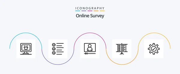 Online Survey Line Icon Pack Including Presentation Business Emojis Video — Image vectorielle