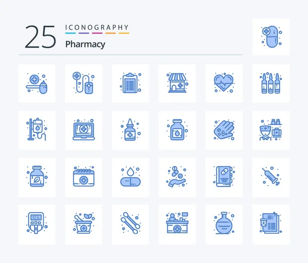 Pharmacy Blue Color Icon Pack Including Science Beat Healthcare Pharmacy — стоковый вектор
