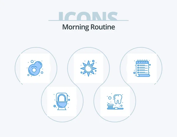 Morning Routine Blue Icon Pack Icon Design Wish Egg Schedule — Stok Vektör