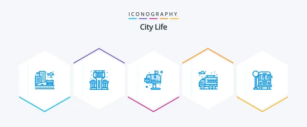 City Life Blue Icon Pack Including Life Environment City Life — Archivo Imágenes Vectoriales