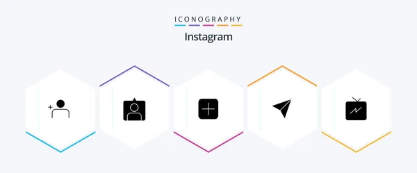 Instagram Glyph Icon Pack Including Refresh Sets Power Share — 图库矢量图片