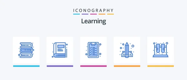 Learning Blue Icon Pack Including Lab Chemistry Education Rocket Knowledge — Image vectorielle