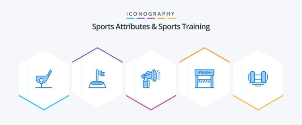 Sports Atributes Sports Training Blue Icon Pack Including Game Line — Vettoriale Stock
