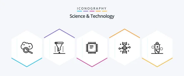 Science Technology Line Icon Pack Including Genetic Engineering Chromosome Filter — Stockvektor