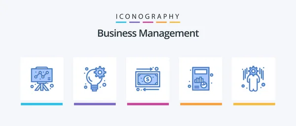 Business Management Blue Icon Pack Including Management Graph Business Chart — 图库矢量图片