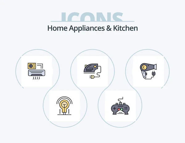 Home Appliances Kitchen Line Filled Icon Pack Icon Design Kitchen — Vector de stock