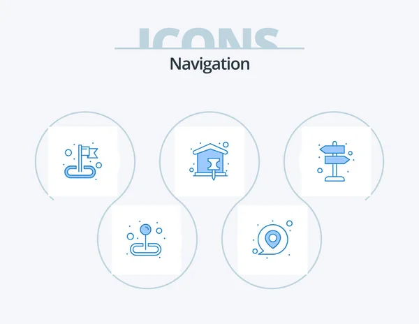 Navigation Blue Icon Pack Icon Design Sign Pin Pin Map — Stockvektor