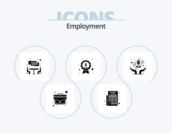 Employment Glyph Icon Pack Icon Design Customer Care Medal Interview — Vector de stock