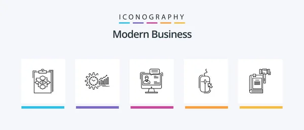 Modern Business Line Icon Pack Including News Financial Business Coffee — Stock vektor