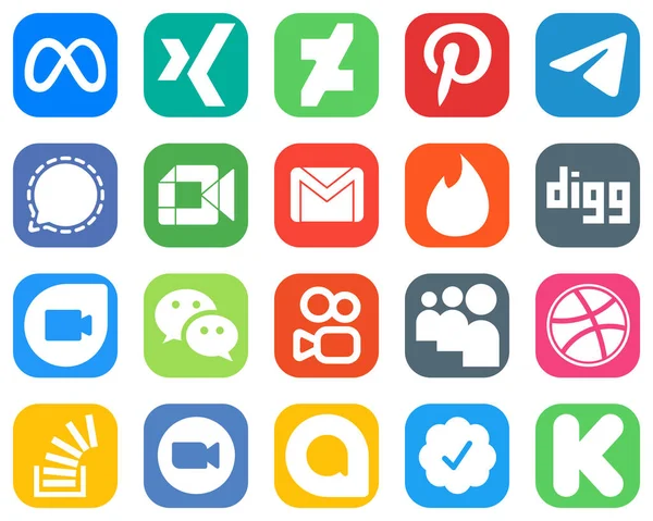 Complete Social Media Icon Pack Icons Tinder Email Signal Gmail — Image vectorielle