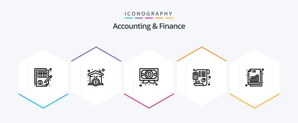 Accounting Finance Line Icon Pack Including Increase Financial Loanhome Budget — стоковый вектор