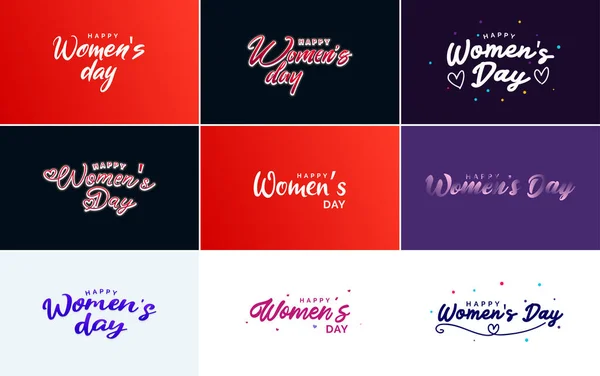 Happy Women Day Design Realistic Illustration Bouquet Flowers Banner Reading — Image vectorielle