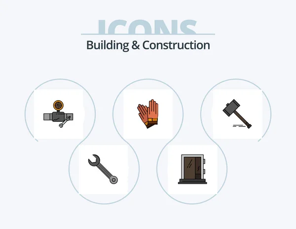 Building Construction Line Filled Icon Pack Icon Design Car Garage – stockvektor