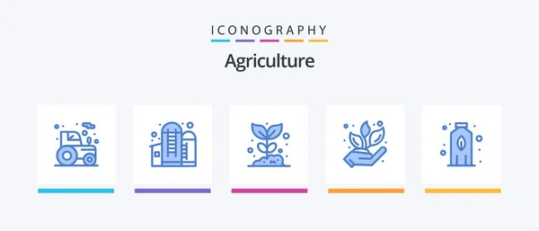 Agriculture Blue Icon Pack Including Bottle Nature Agriculture Grower Plant — Stock Vector
