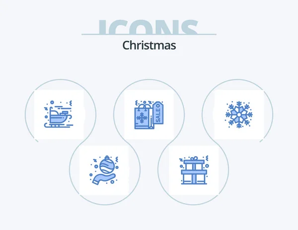 Christmas Blue Icon Pack Icon Design Snowflake Christmas Christmas Shopping — Stockvektor