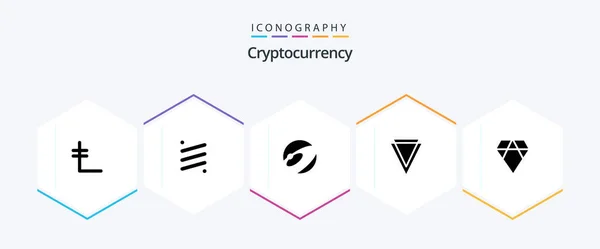 Cryptocurrency Glyph Icon Pack Including Verge Crypto Currency Crypto Crypto — Stock Vector