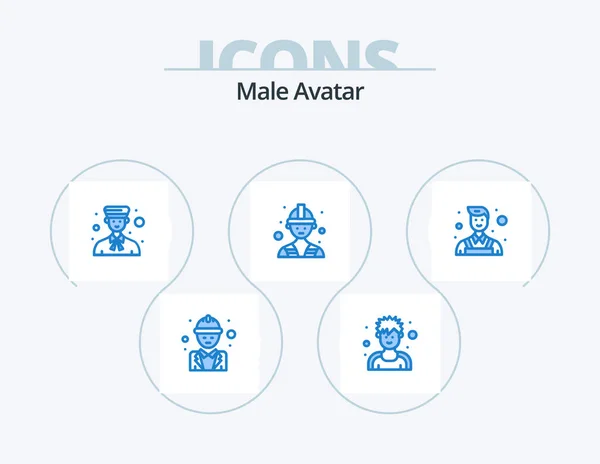Male Avatar Blue Icon Pack Icon Design Decorator Labour Sportsman — Vettoriale Stock